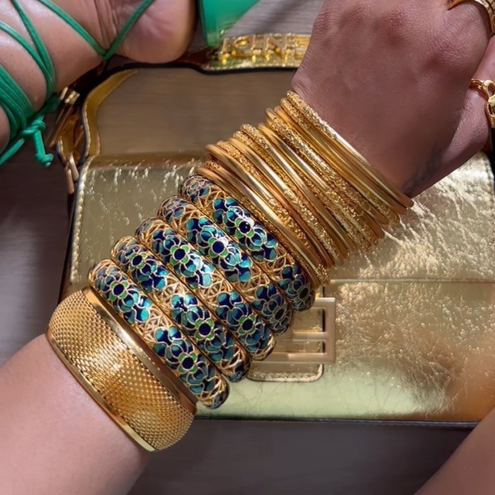 24k gold plated Lotus Flower Bangle